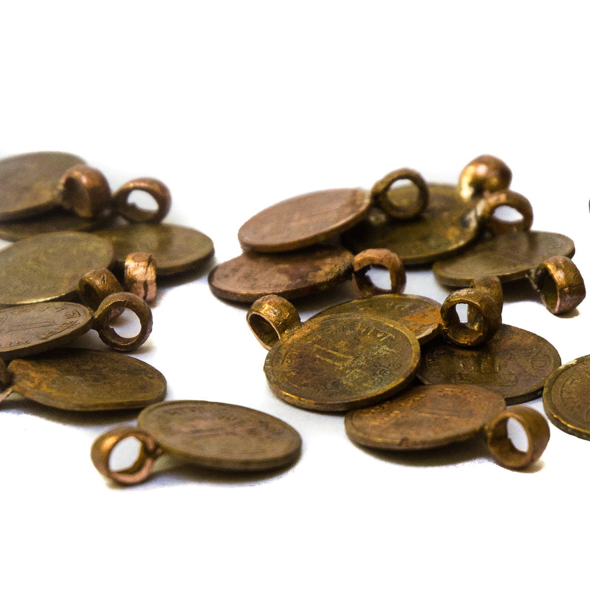 Old India Coin Charms one naya paisa with copper bails