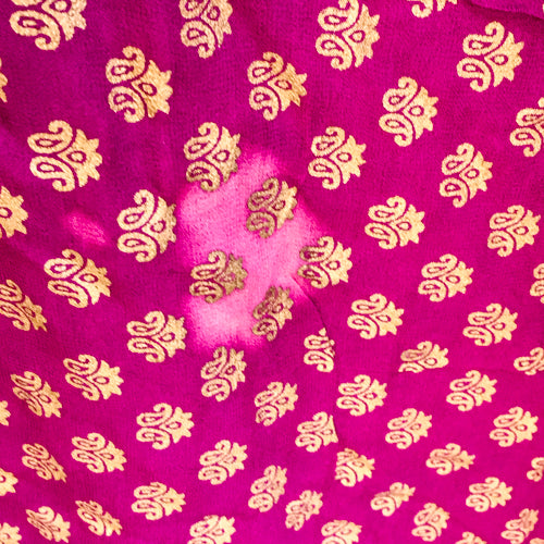 Heavily ornamented purple &amp; green recycled chiffon sari