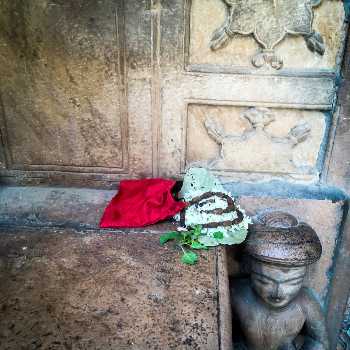 Ghee Stained Radha Tulsi Necklace with Silver Kavach