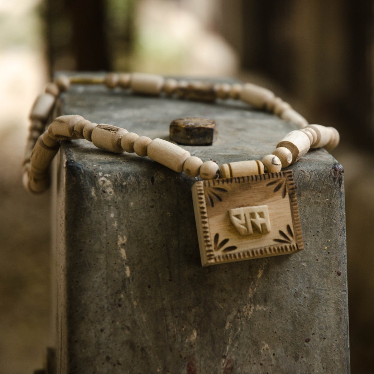 Tulsi Necklace Wood Kavach with Bhagavad Gita &amp; Vrindavan Dust