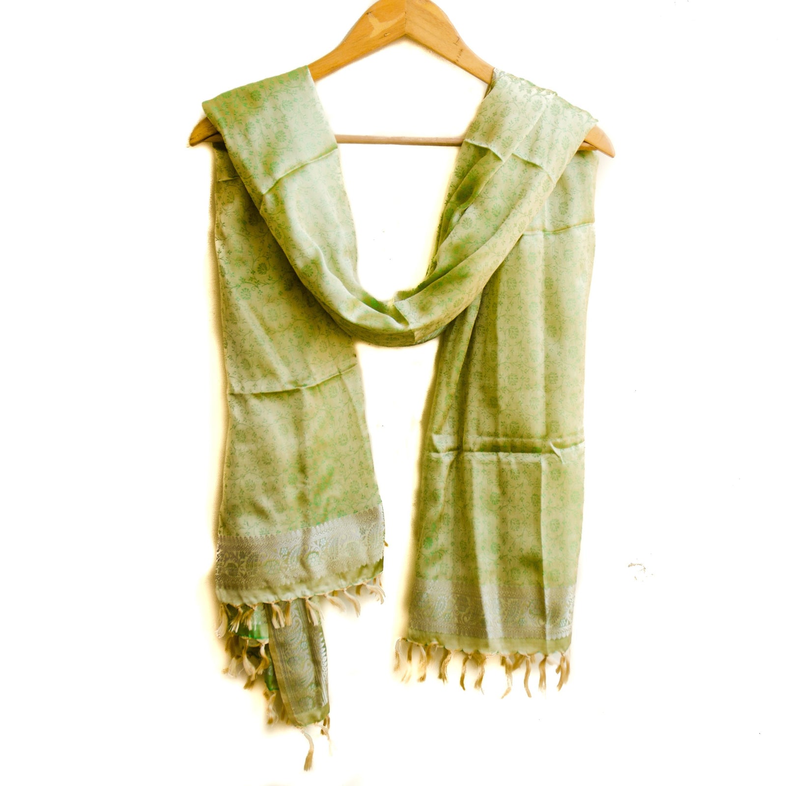 Banarasi Brocade Silk Shawl - Green
