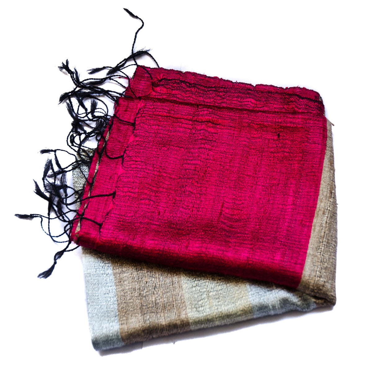 Bihari Raw Silk Scarf - Gold &amp; Red