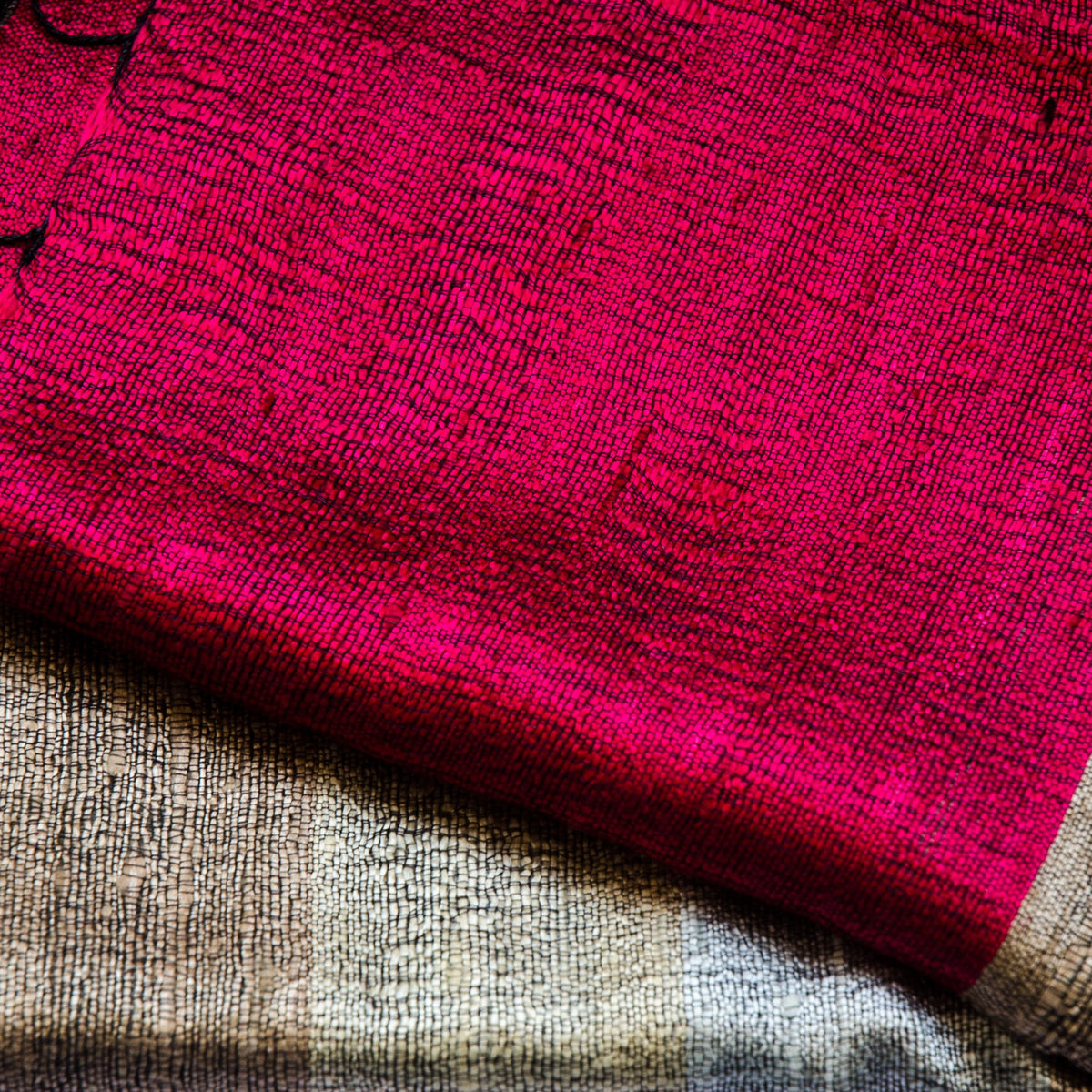 Bihari Raw Silk Scarf - Gold &amp; Red