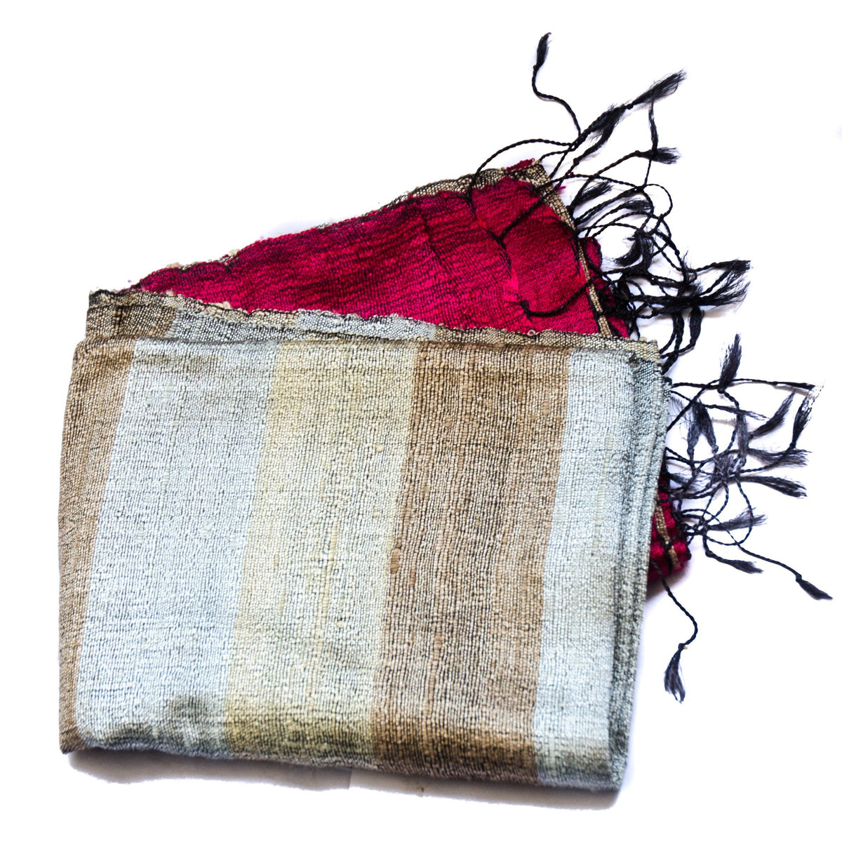 Bihari Raw Silk Scarf - Gold &amp; Red