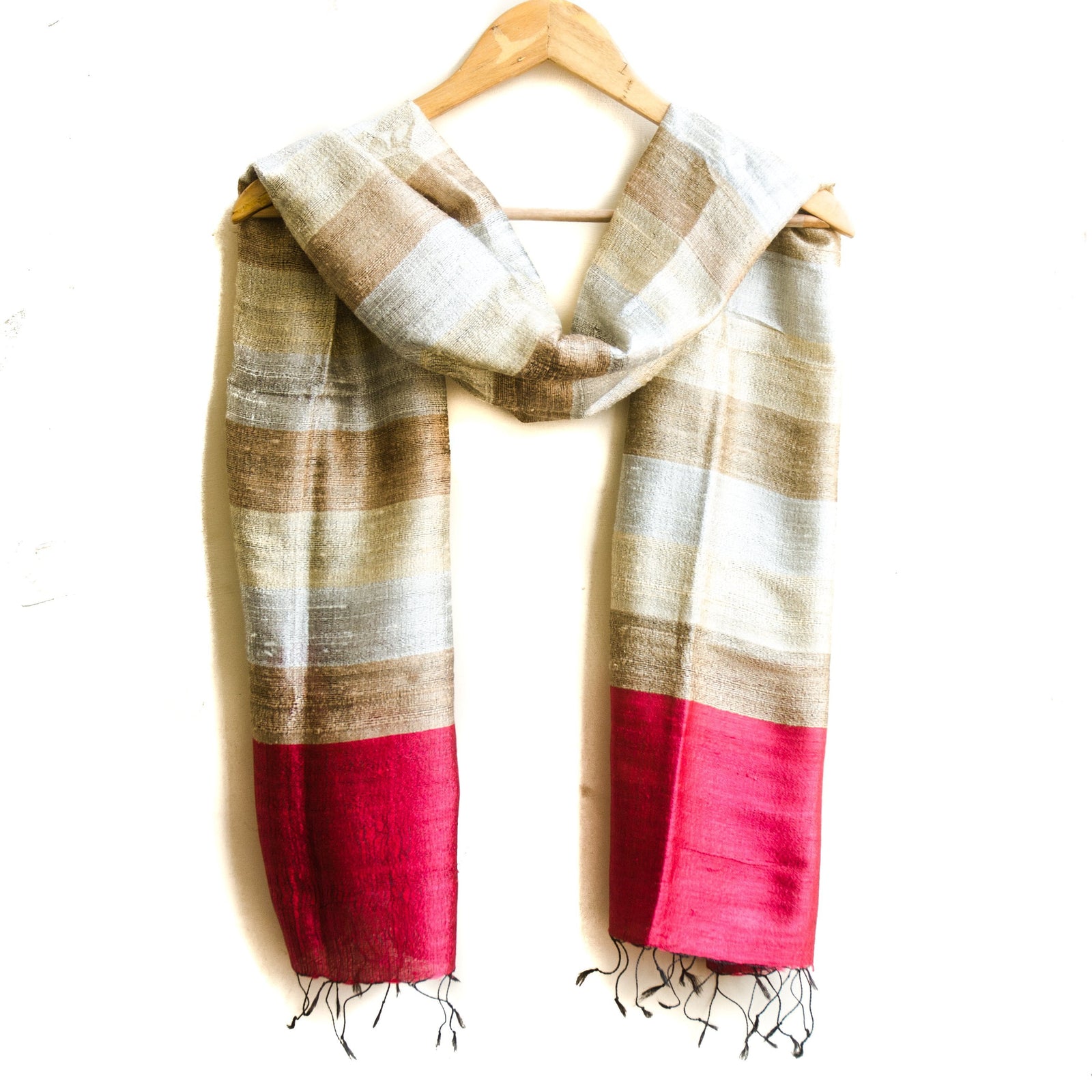 Bihari Raw Silk Scarf - Gold & Red