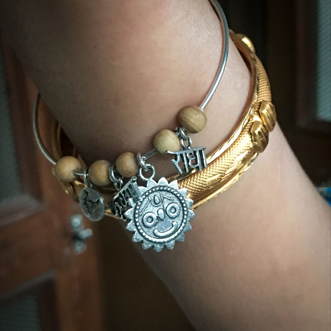 Bangle Bracelet RadhaKrishna Jagannath Adjustable Sterling Silver