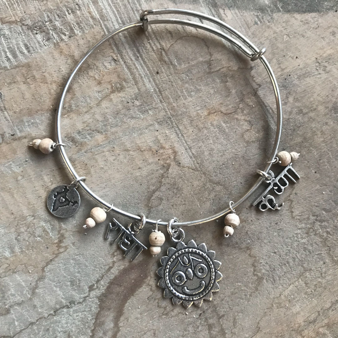 Bangle Bracelet RadhaKrishna Jagannath Adjustable Sterling Silver