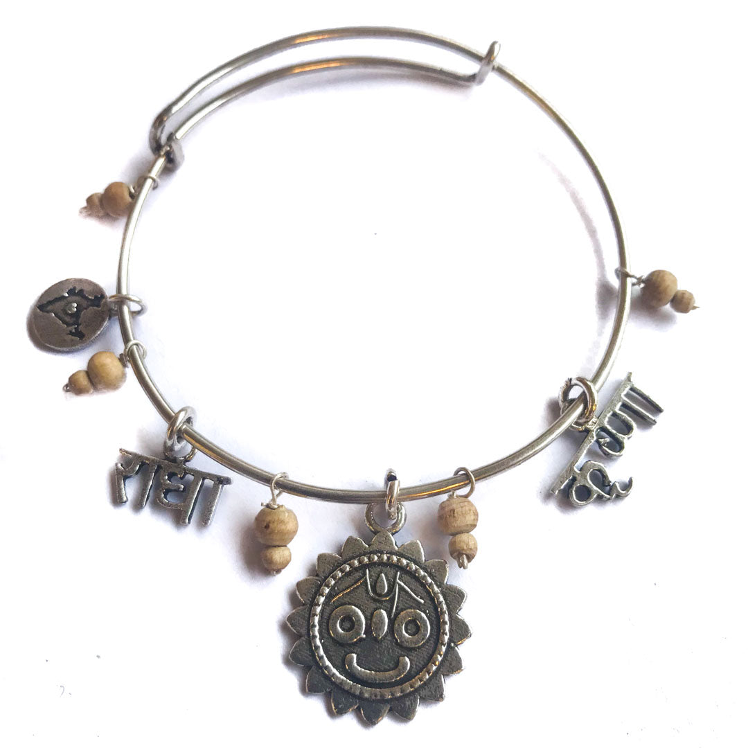 Bangle Bracelet RadhaKrishna Jagannath Adjustable Sterling Silver