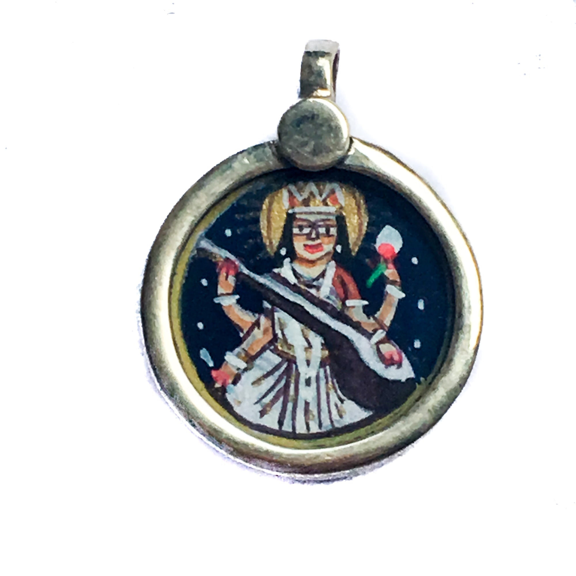Miniature Painting of Saraswati Charm by IndiOdyssey
