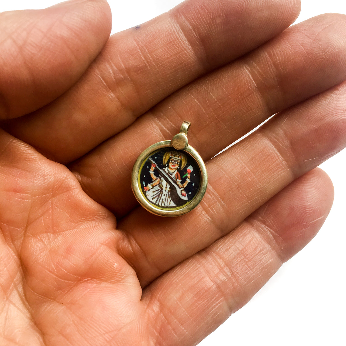 Miniature Painting of Saraswati Charm by IndiOdyssey