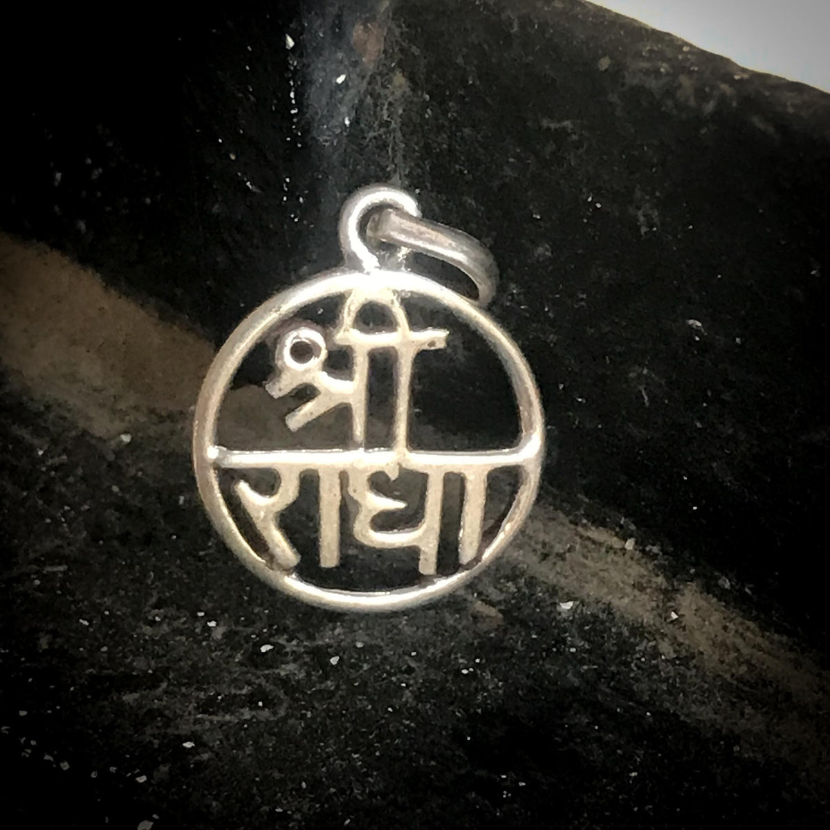 Sri Radha Silver Pendant in Hindi