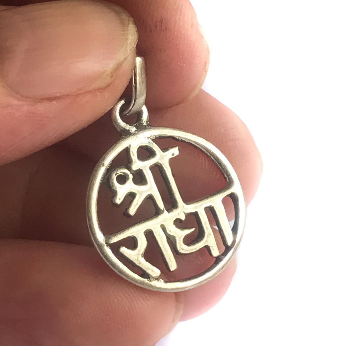 Sri Radha Silver Pendant in Hindi