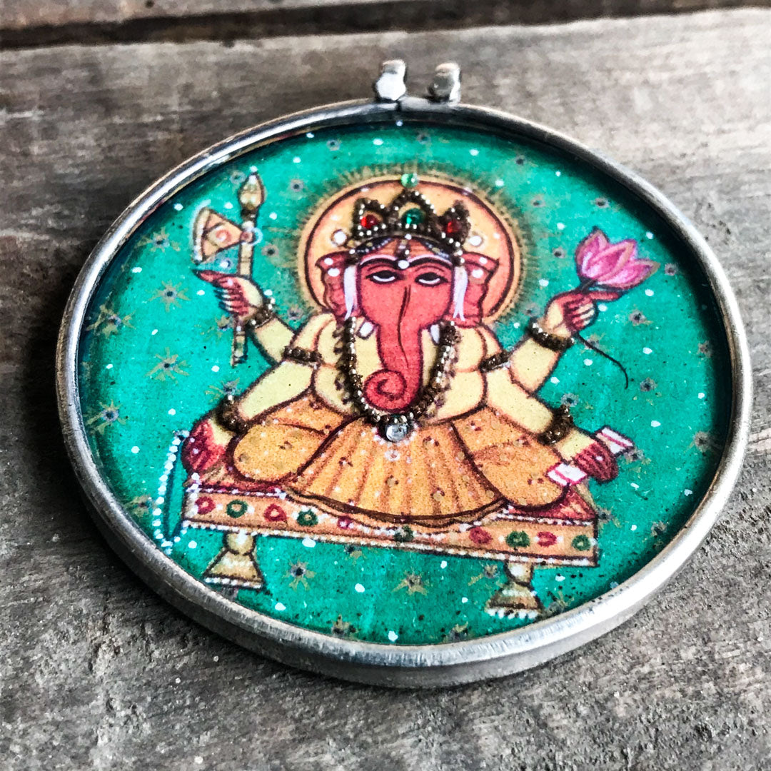 Miniature Painting of Ganesh Pendant