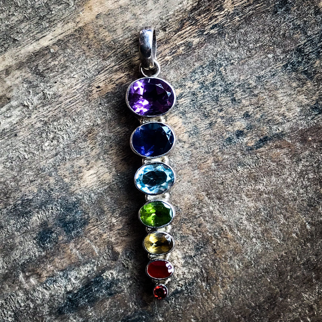 Seven Chakra Silver Pendant