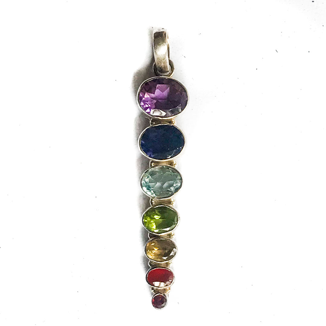 Seven Chakra Silver Pendant