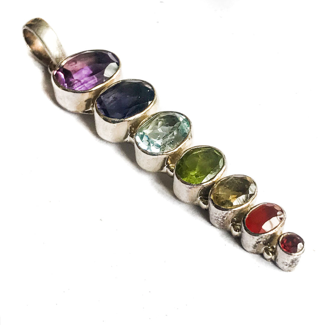 Seven Chakra Silver Pendant