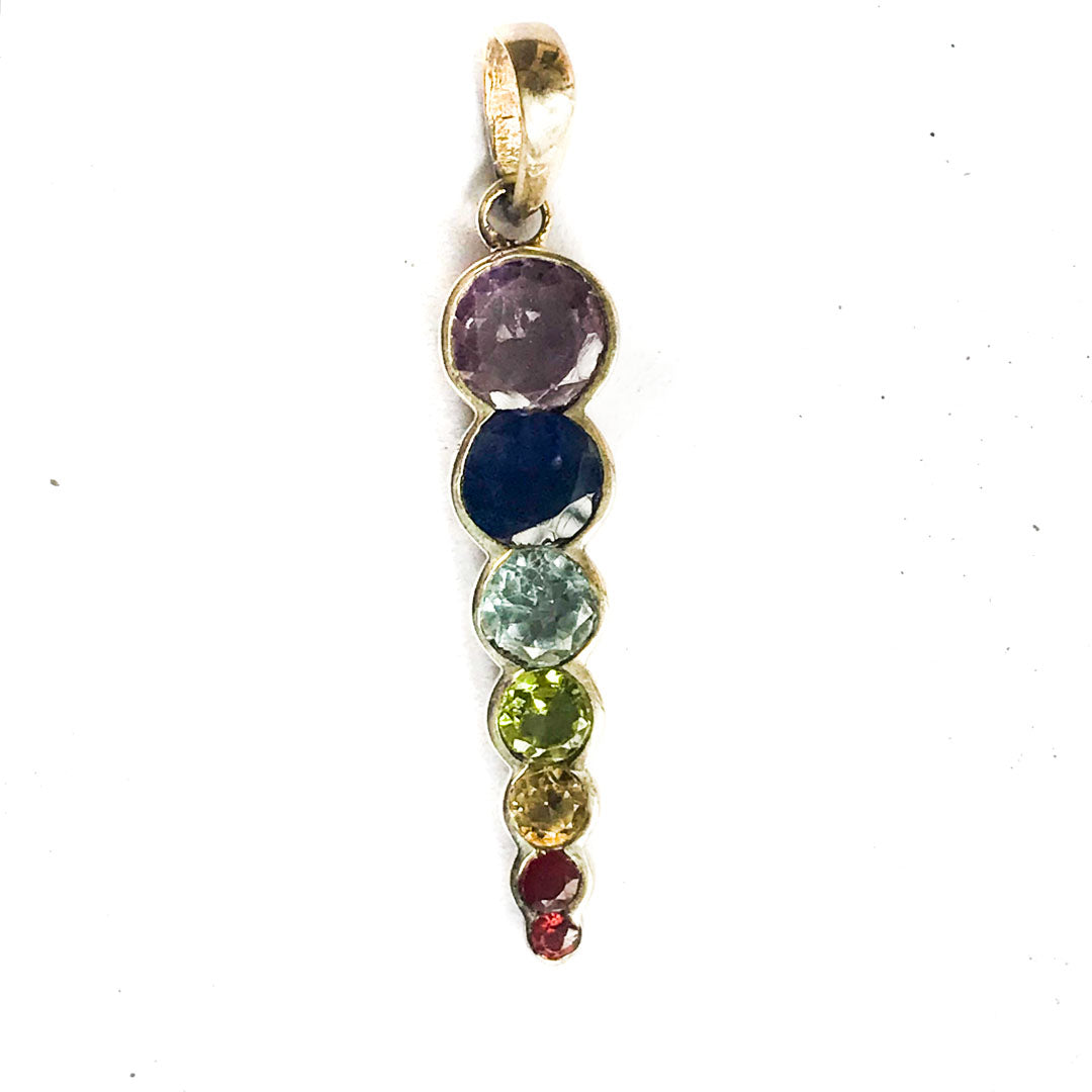 Seven Chakra Silver Pendant