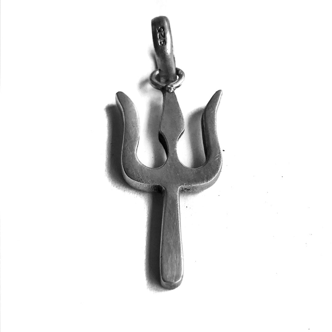 Shiva Trident Trishula Sterling Silver Pendant IndiOdyssey