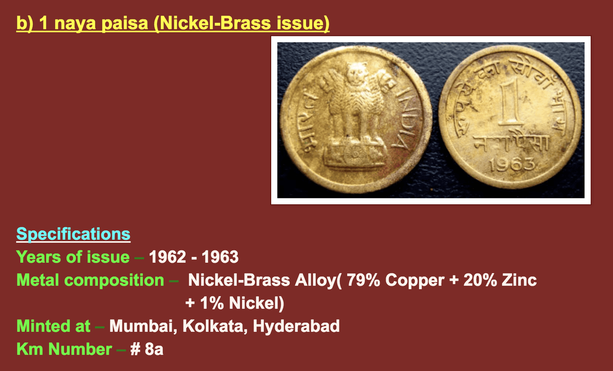 Old India Coin Charms one naya paisa with copper bails