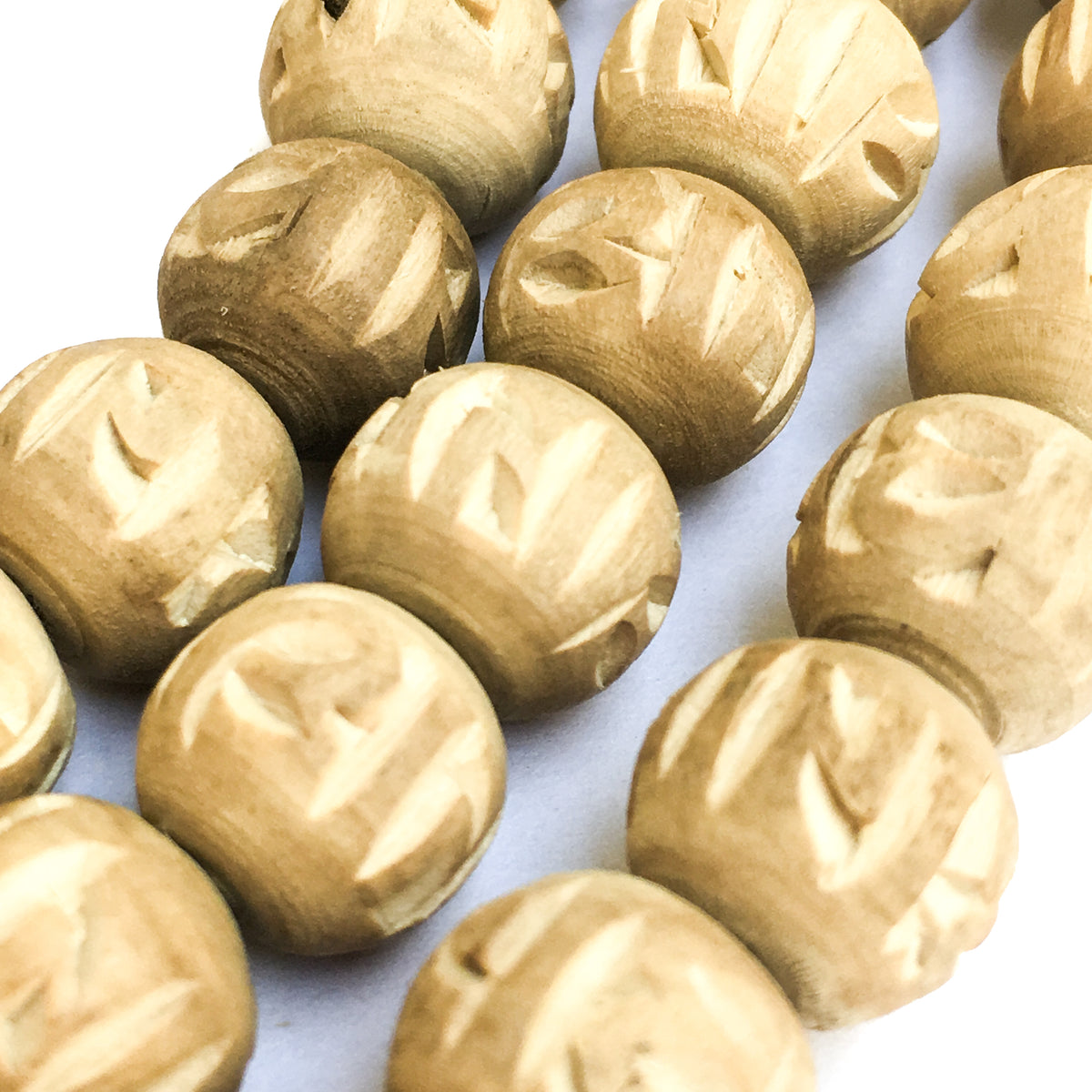 Radha Round Tulsi Beads 108pcs Hand Carved Vrindavan Tulsi