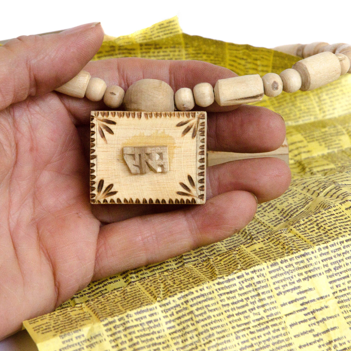 Tulsi Necklace Wood Kavach with Bhagavad Gita &amp; Vrindavan Dust
