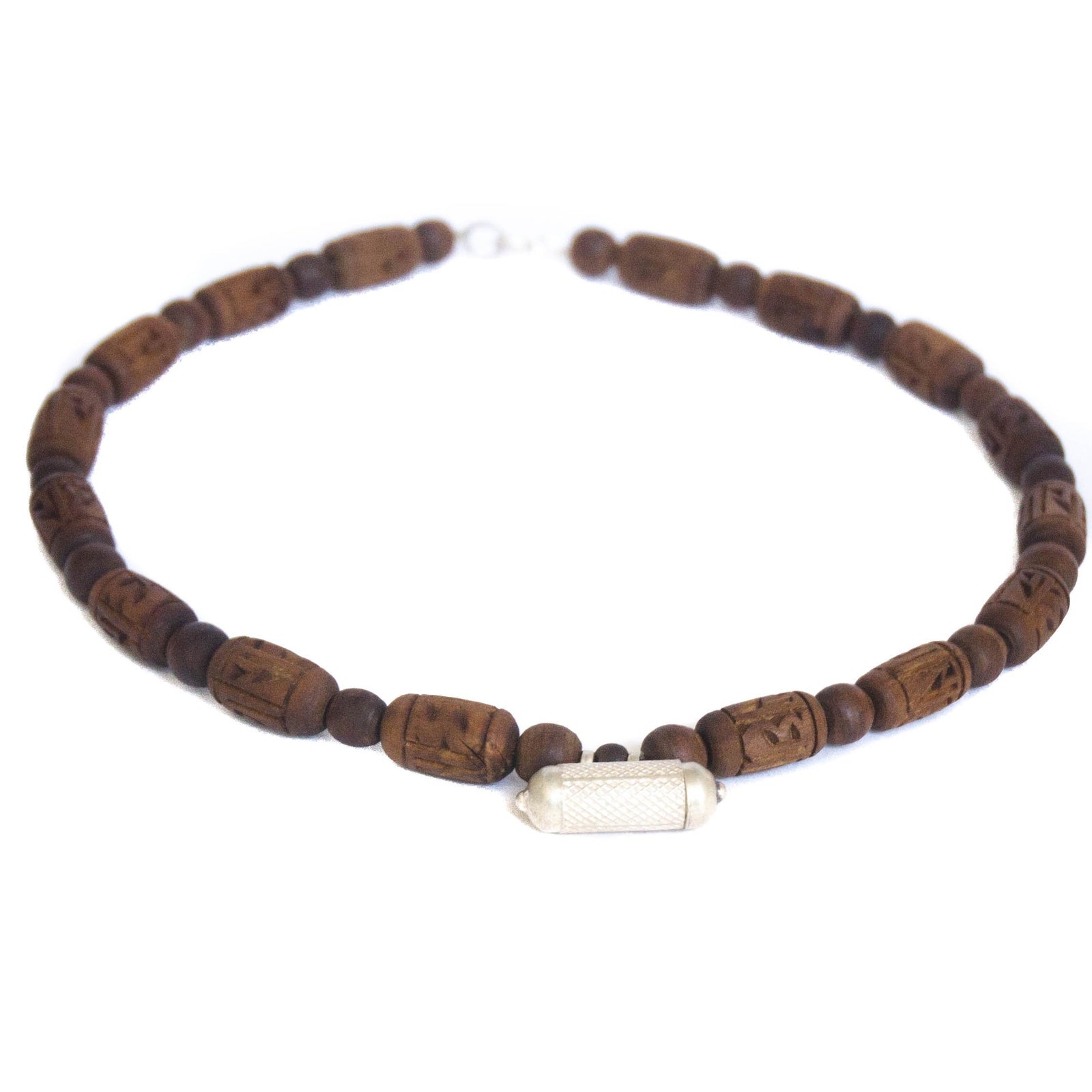 Ghee Stained Radha Tulsi Necklace with Silver Kavach