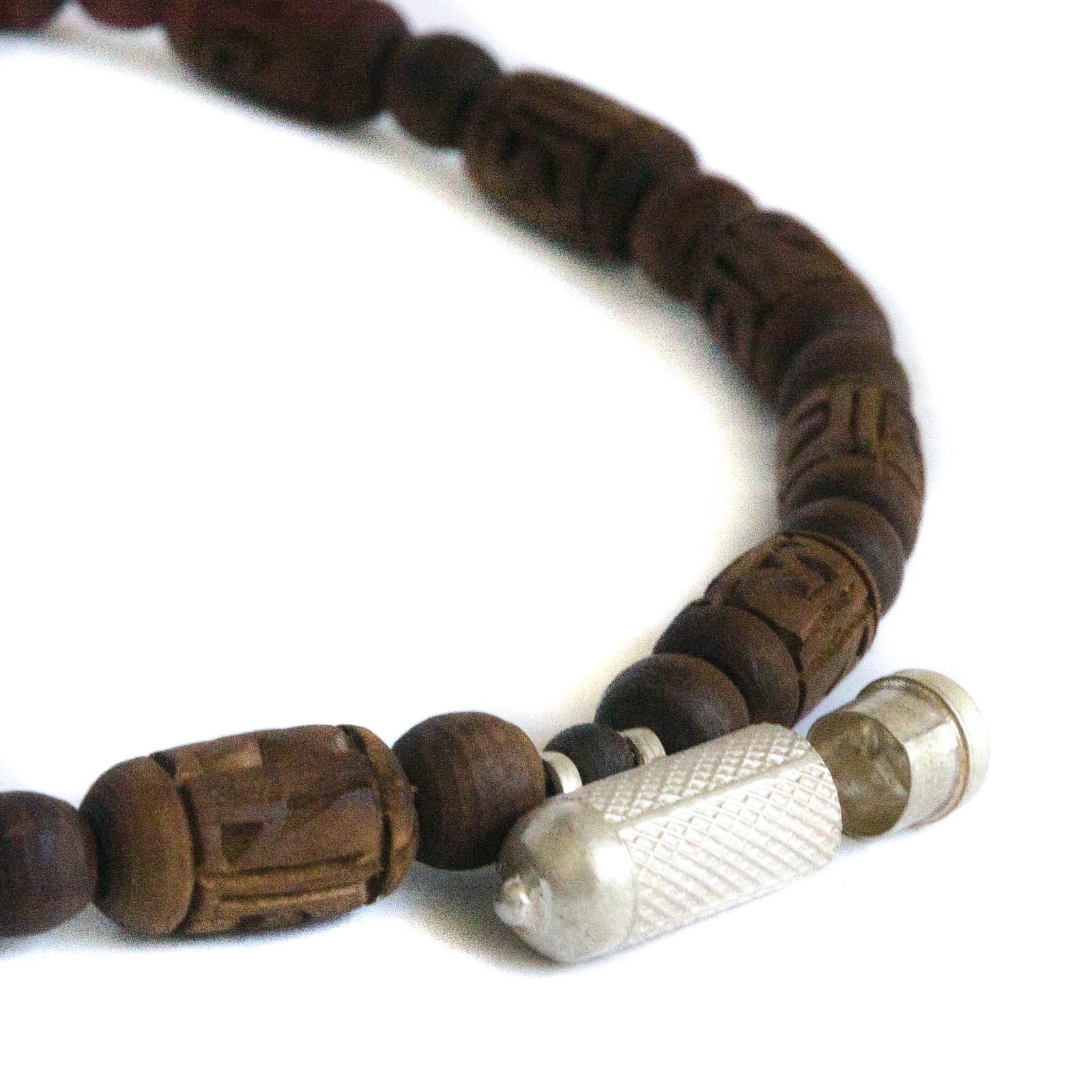 Ghee Stained Radha Tulsi Necklace with Silver Kavach