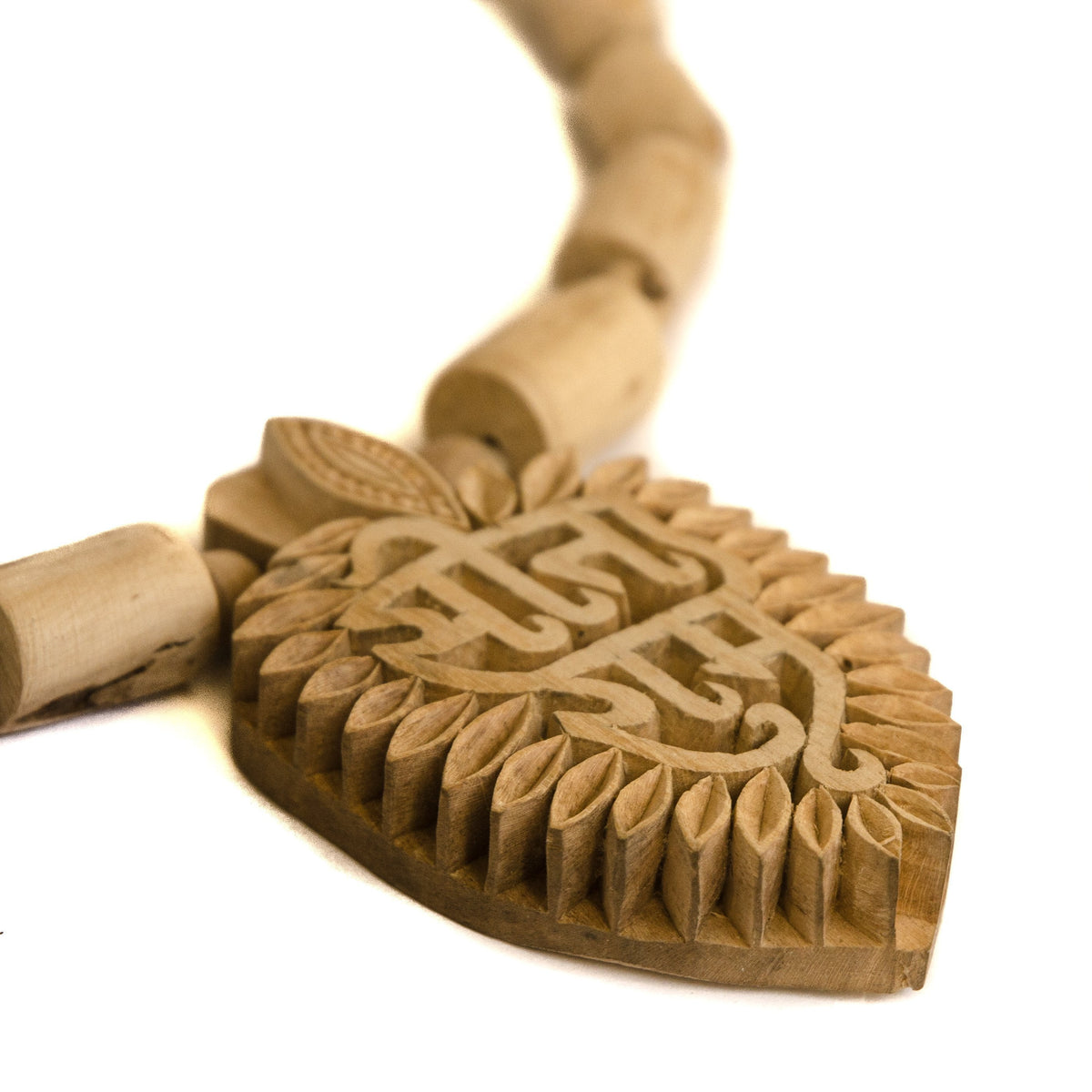 Carved Tulsi Sita Ram Sri Ram Pendant Necklace