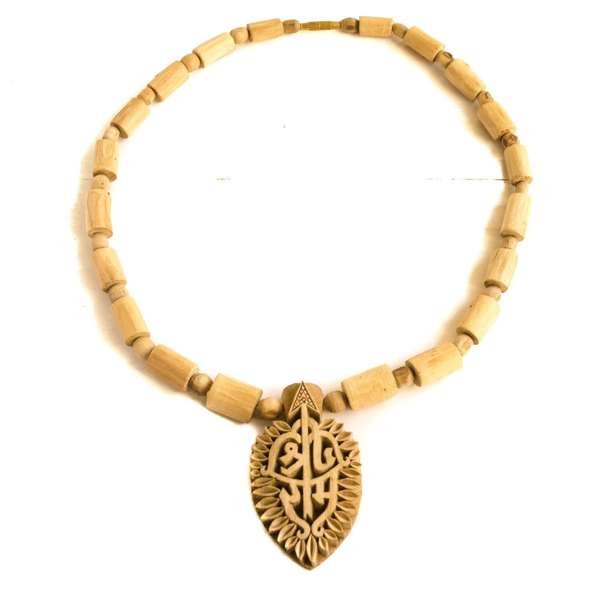 Carved Tulsi Sita Ram Sri Ram Pendant Necklace