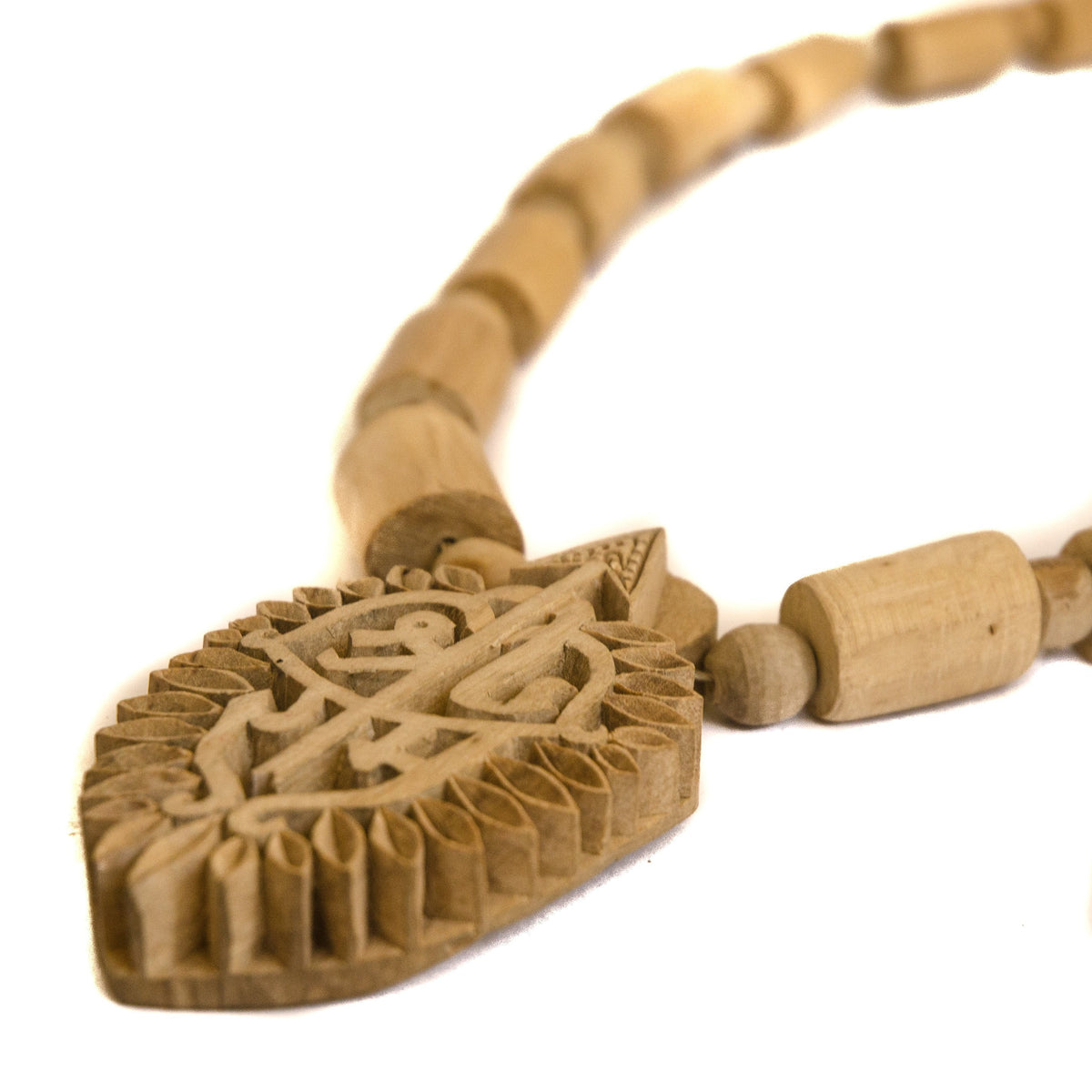 Carved Tulsi Sita Ram Sri Ram Pendant Necklace