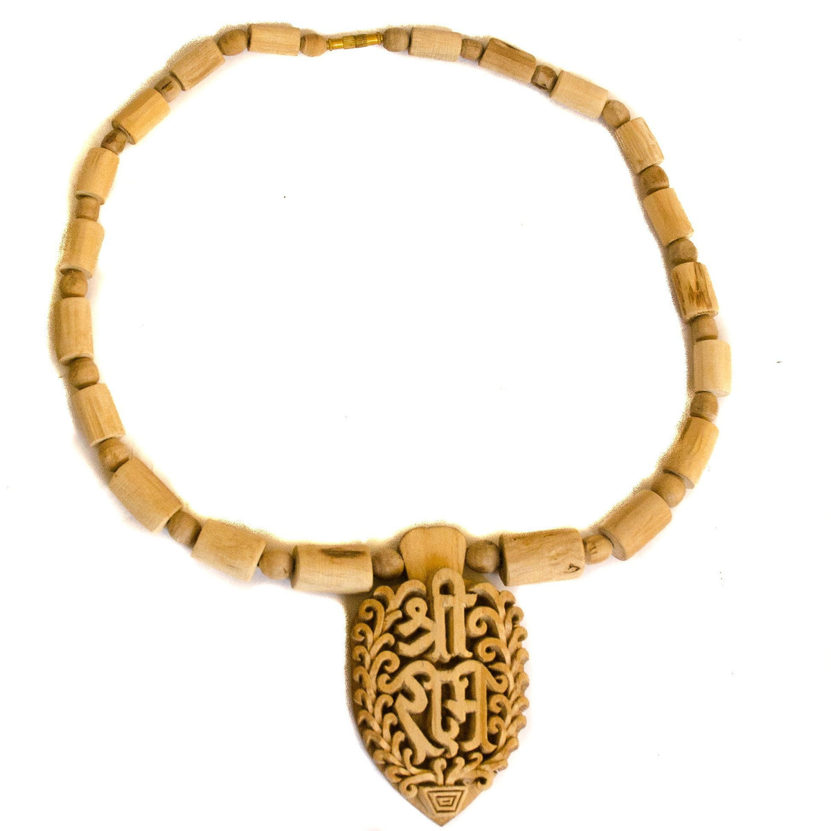 Carved Tulsi Sita Ram Sri Ram Pendant Necklace