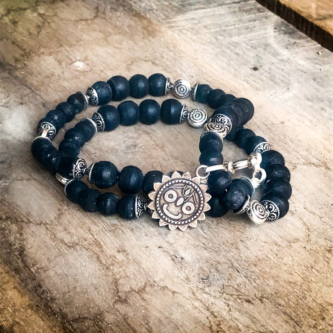 Black Tulasi Jagannath Kanthi Necklace Sterling Silver