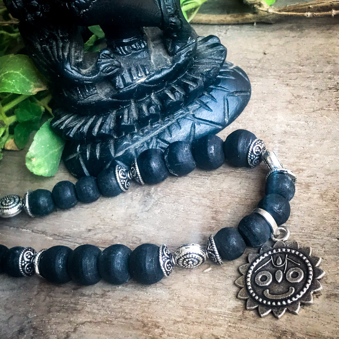 Black Tulasi Jagannath Kanthi Necklace Sterling Silver