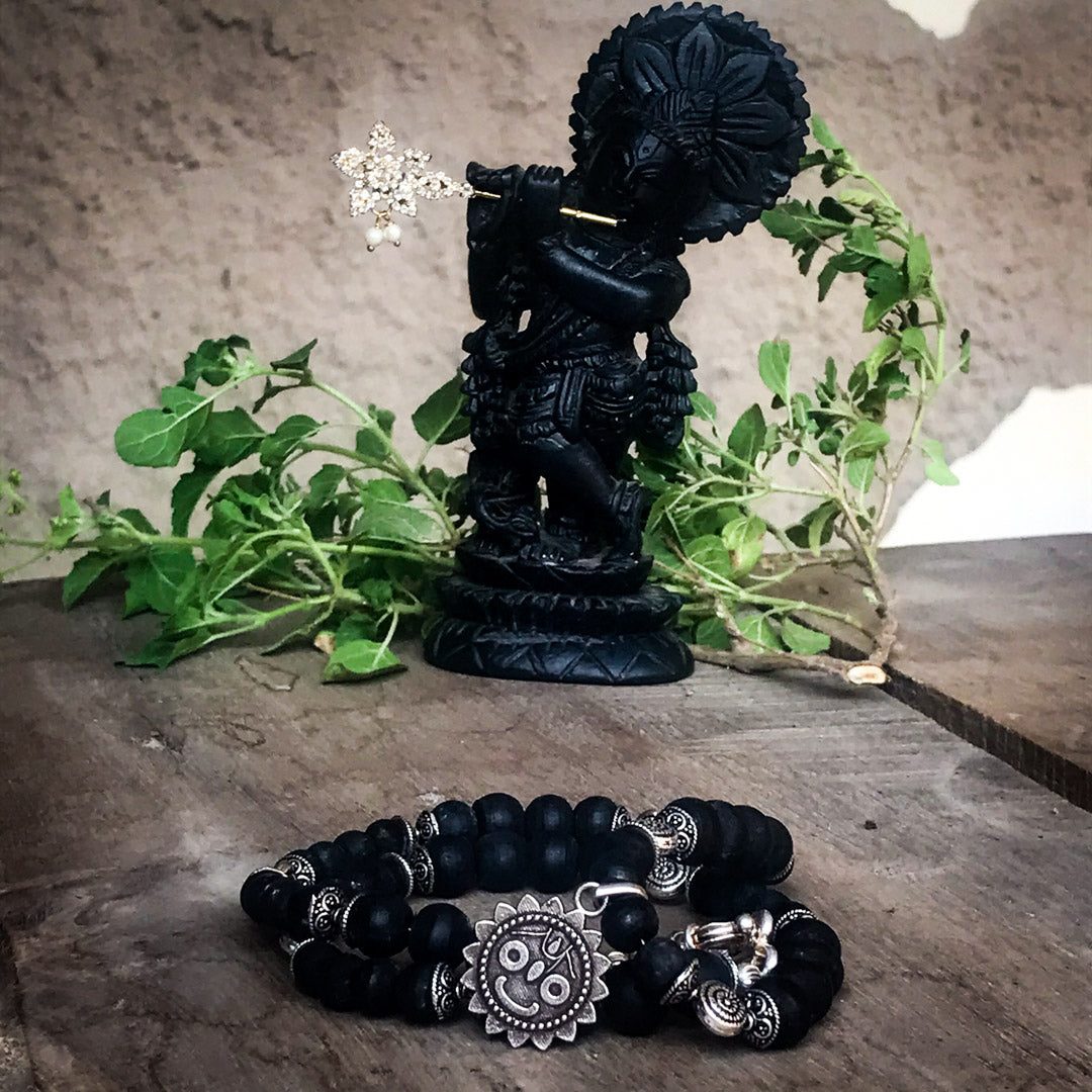 Black Tulasi Jagannath Kanthi Necklace Sterling Silver