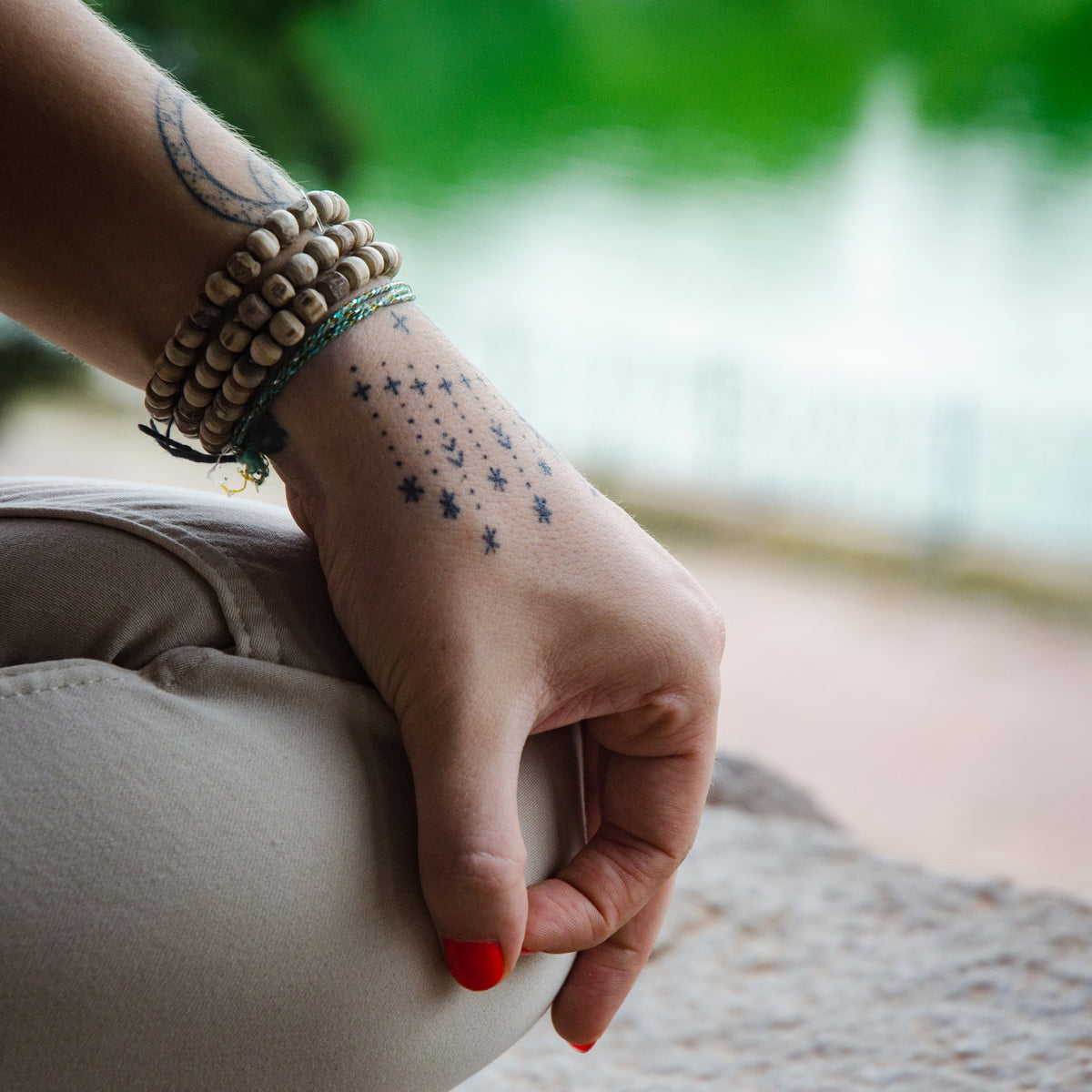 Trio of Rough Hewn Tulsi Bracelets