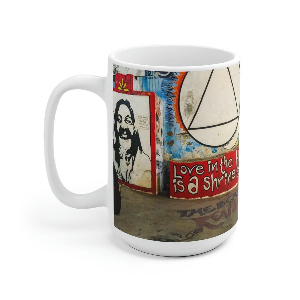 Beatles Ashram Cathedral Graffiti White Ceramic Mug