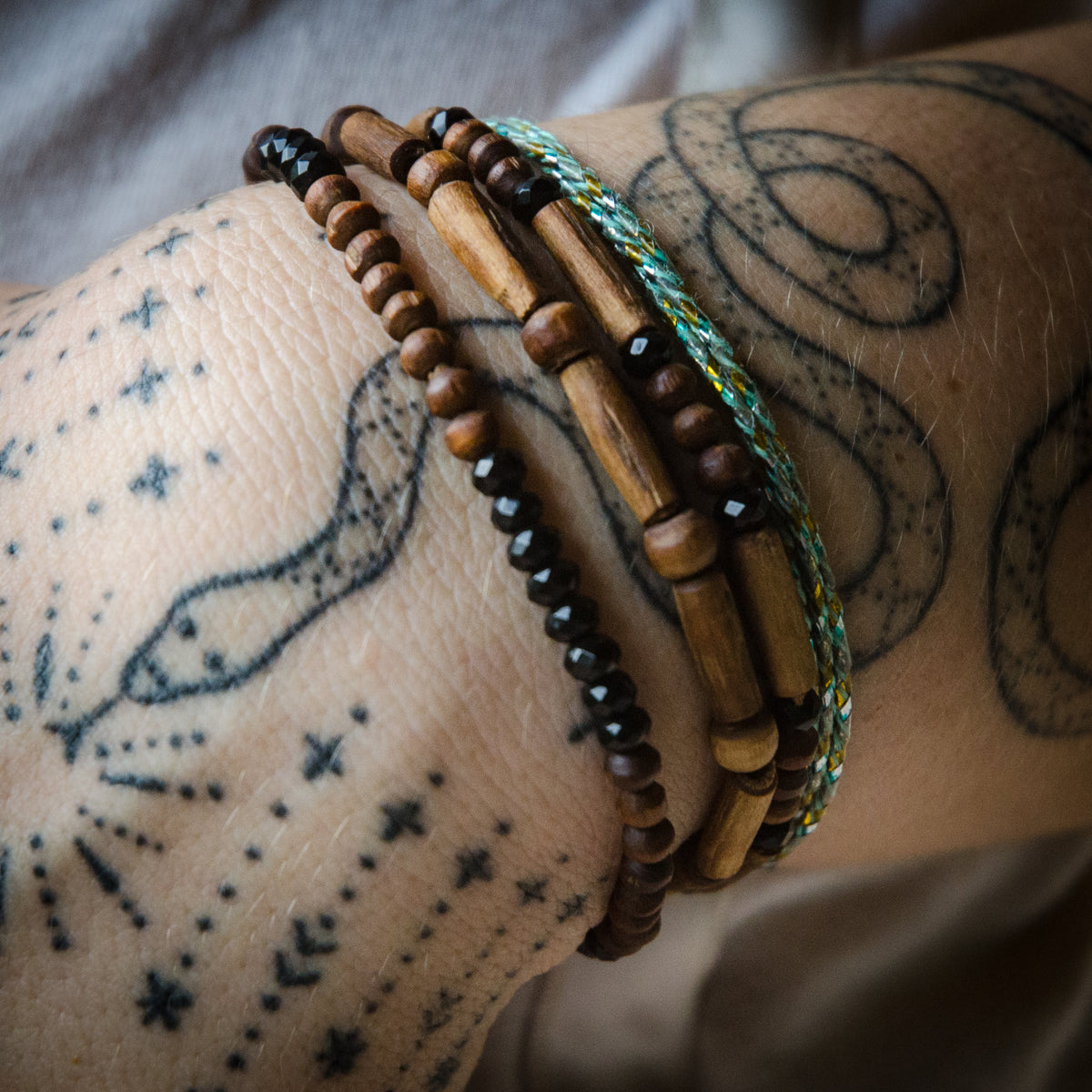 Tulsi Trio Bracelet with Gemstones