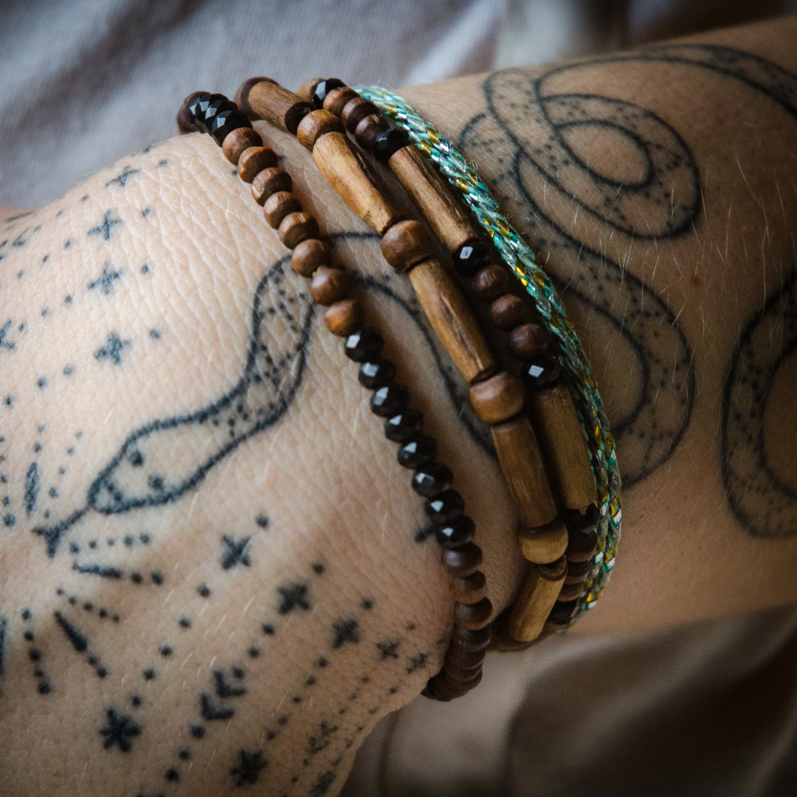 Tulsi Trio Bracelet with Gemstones