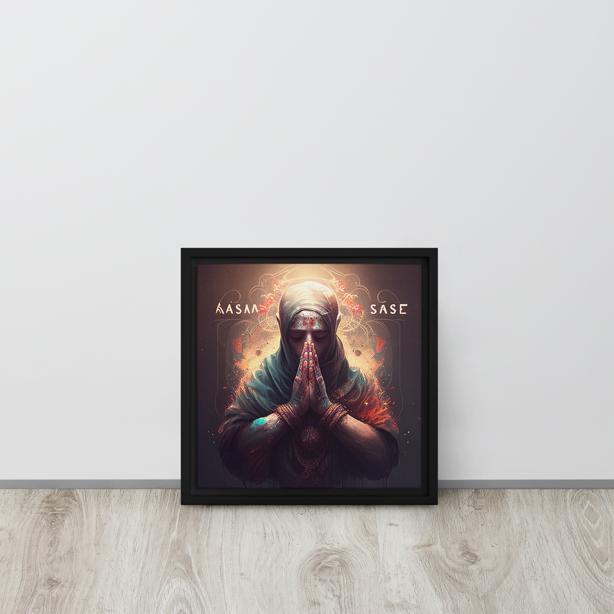 Namaste Framed canvas (12 x 12 inches) by IndiOdyssey