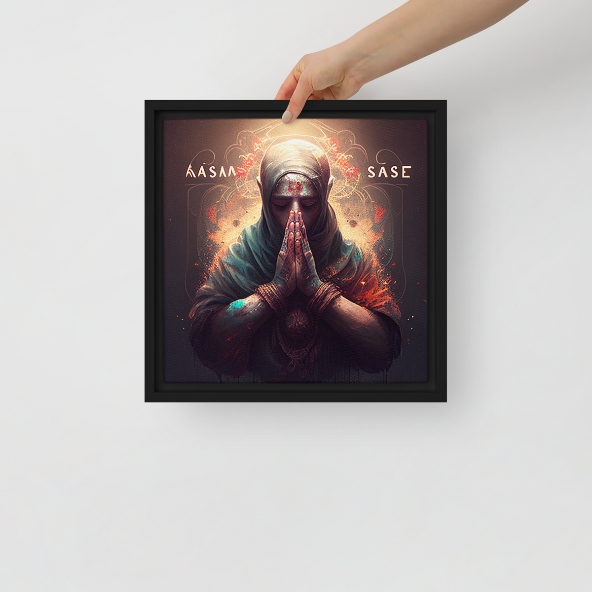 Namaste Framed canvas (12 x 12 inches) by IndiOdyssey