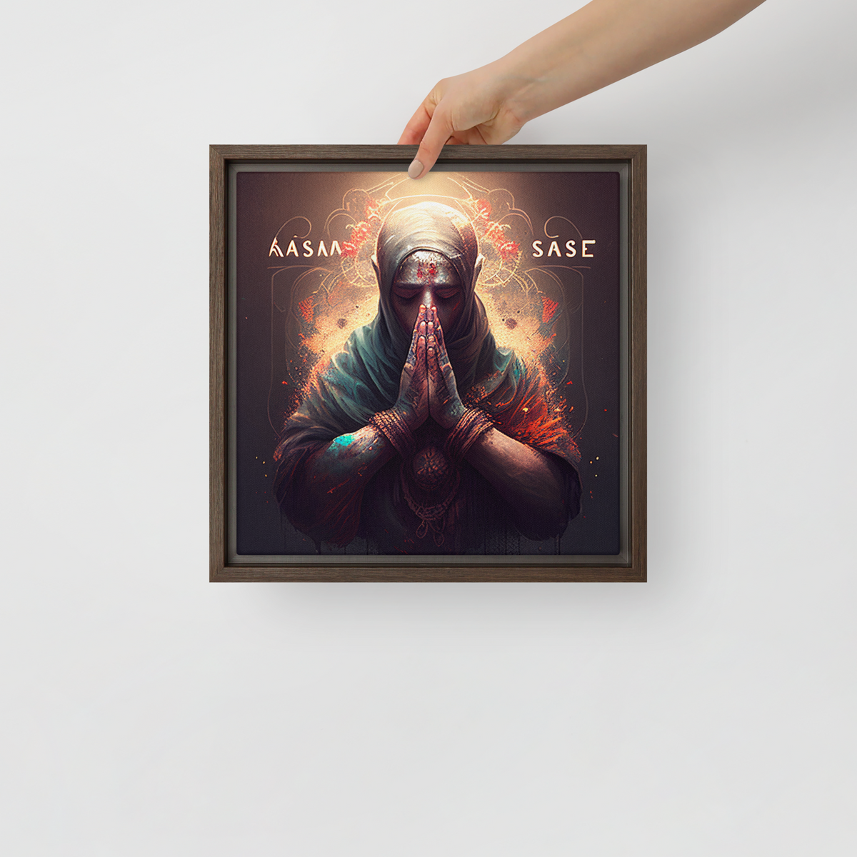 Namaste Framed canvas (12 x 12 inches) by IndiOdyssey