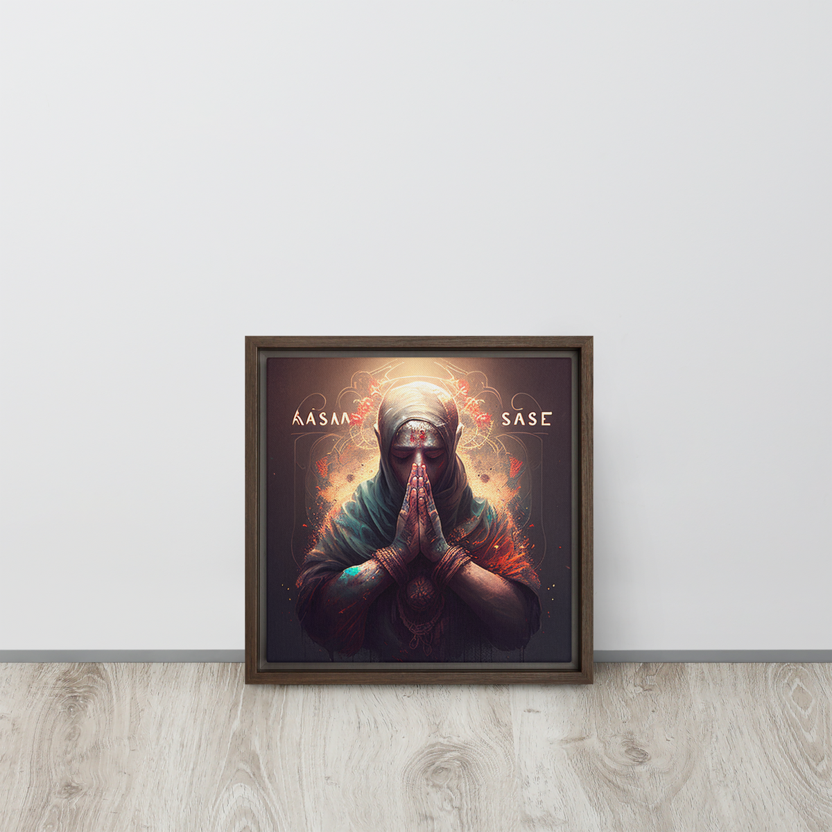 Namaste Framed canvas (12 x 12 inches) by IndiOdyssey