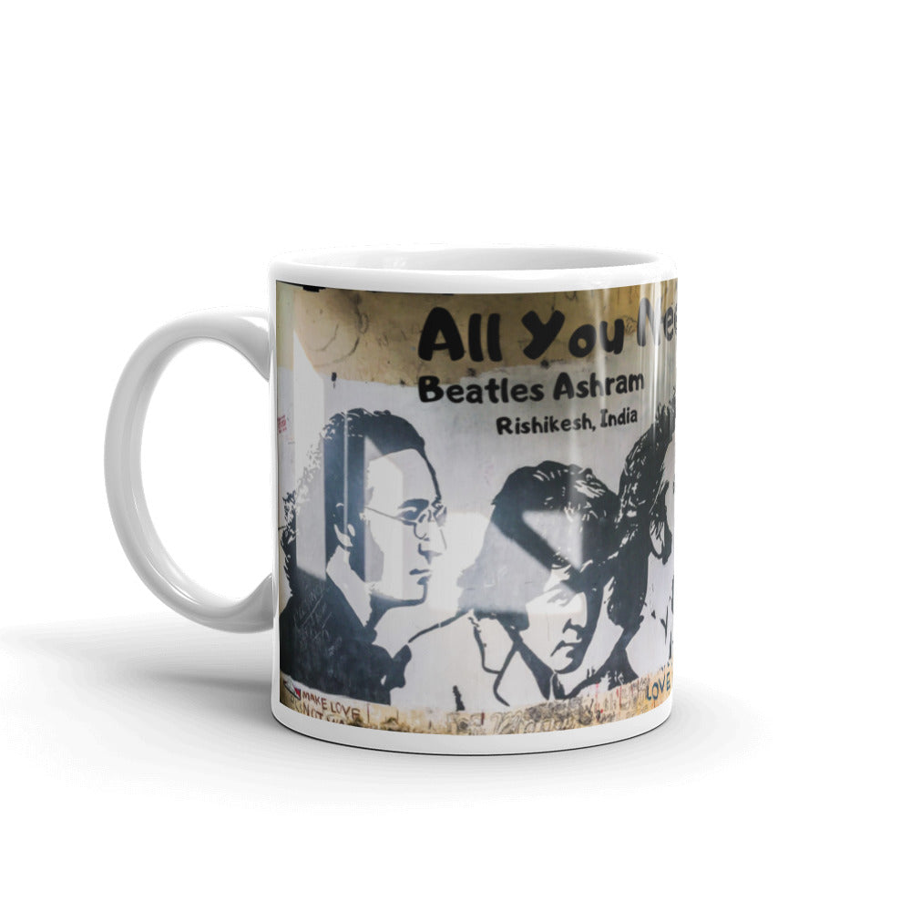 Beatles Ashram Cathedral Graffiti Coffee Mug - All You Need is Love IndiOdyssey Yoga Gifts
