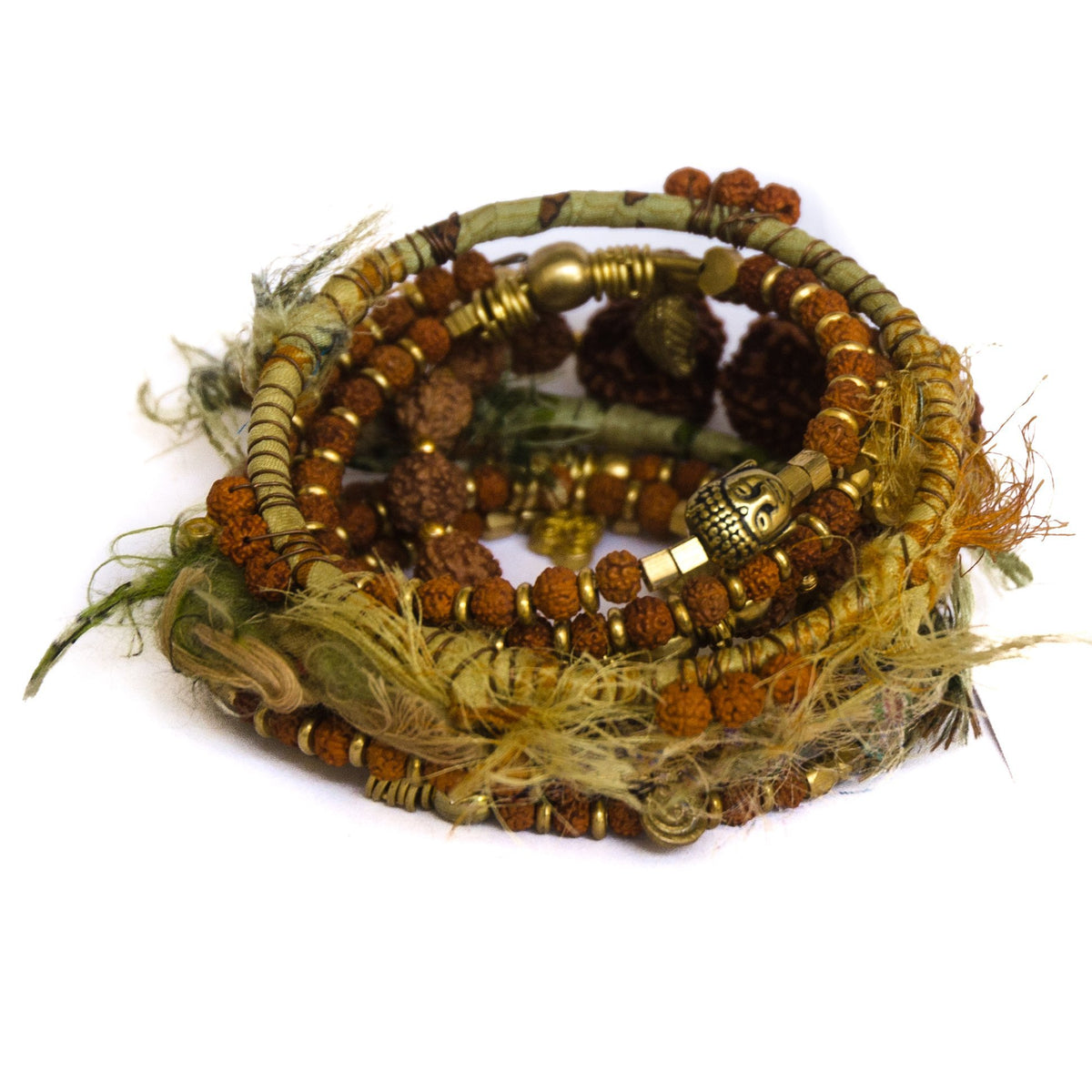 Rudraksha and Brass Stacking 5 pcs