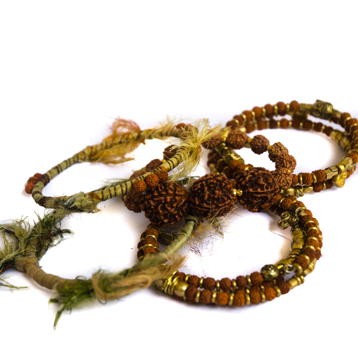 Rudraksha and Brass Stacking 5 pcs