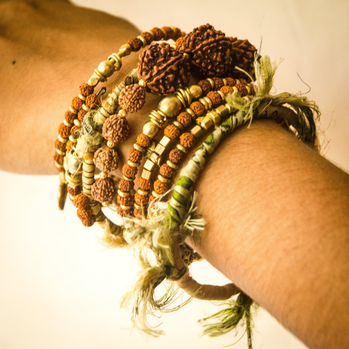 Rudraksha and Brass Stacking 5 pcs