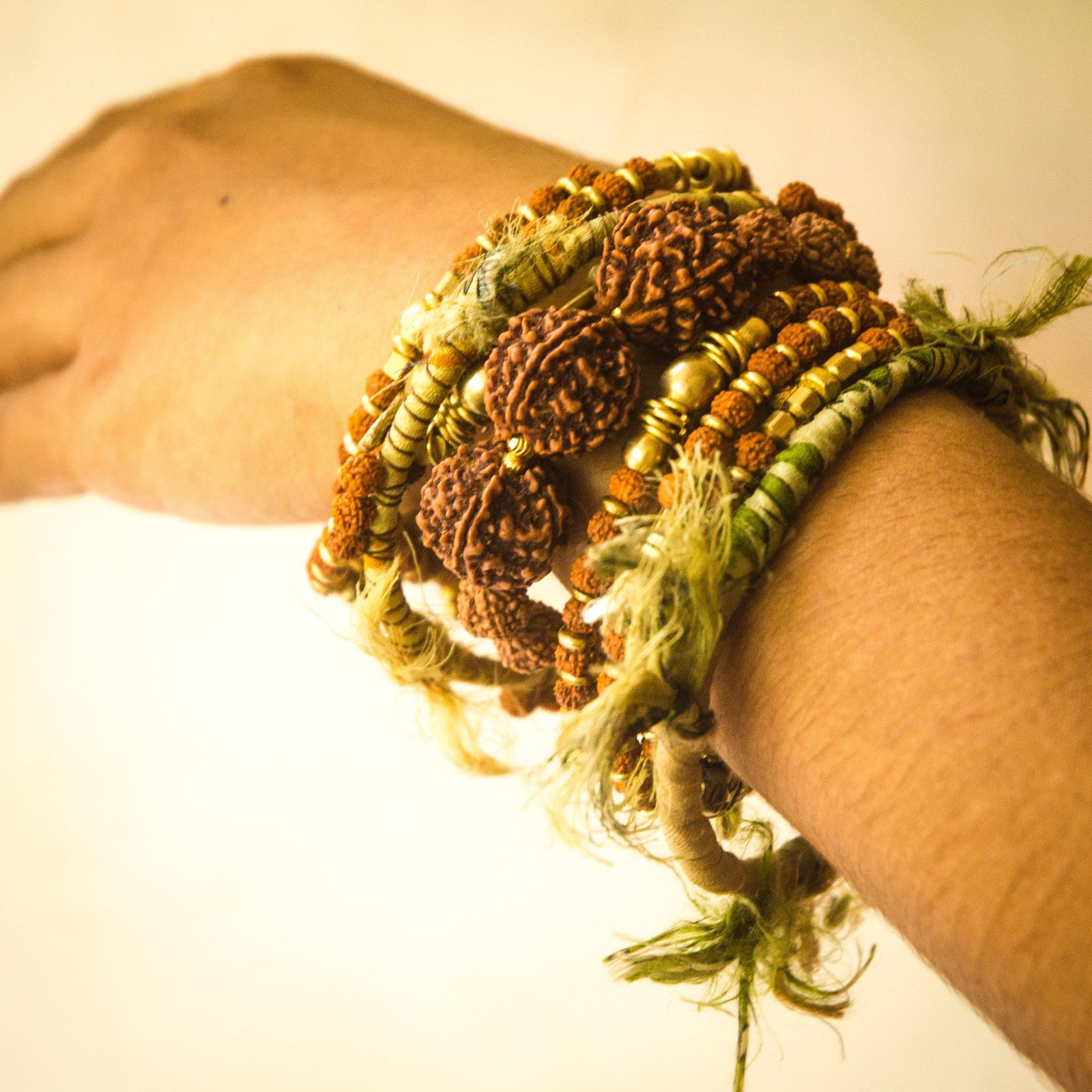 Rudraksha and Brass Stacking 5 pcs