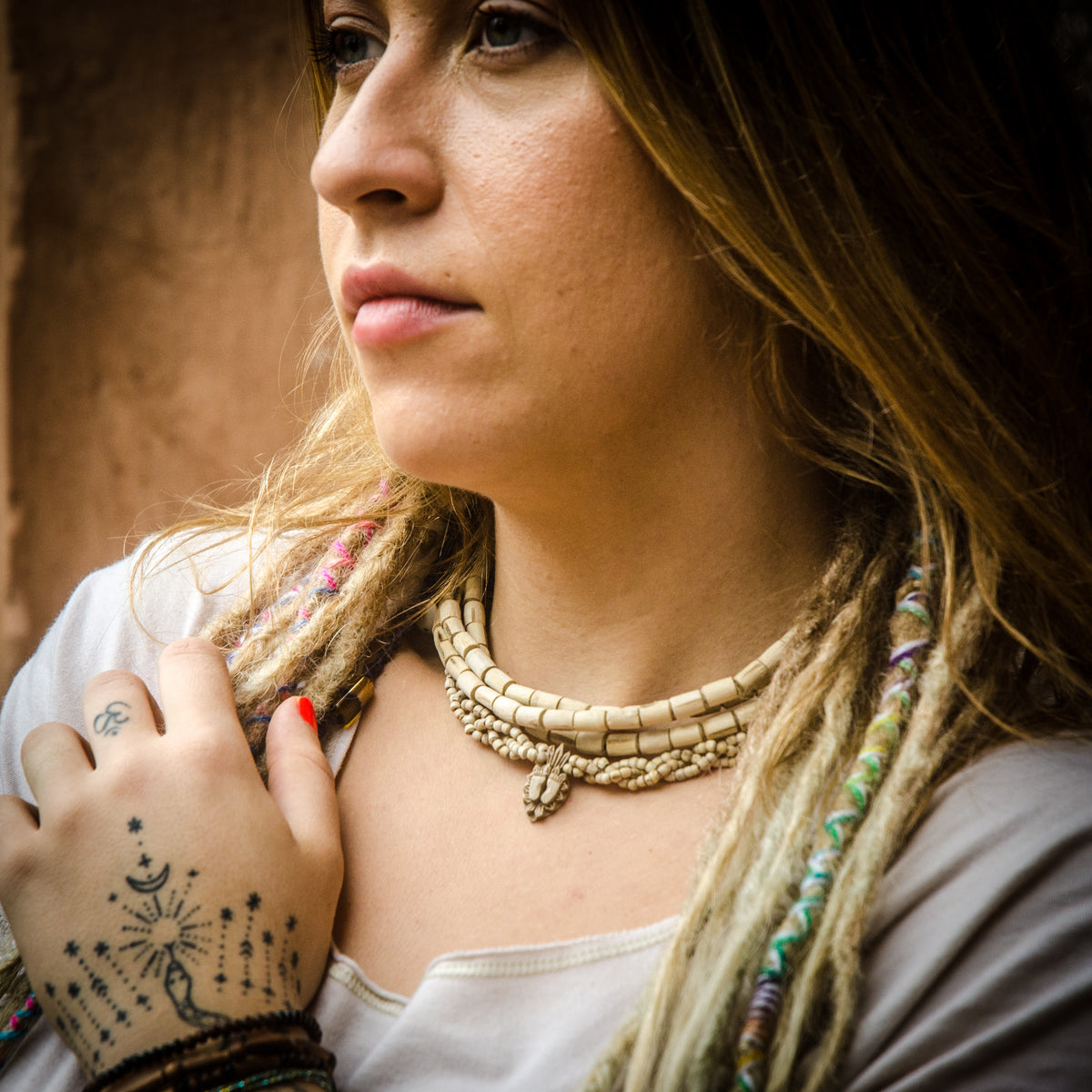 Natural Rough Tulsi Necklace 3-Wrap